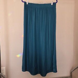 LOFT Teal Blue Smocked Waist Long Maxi Skirt